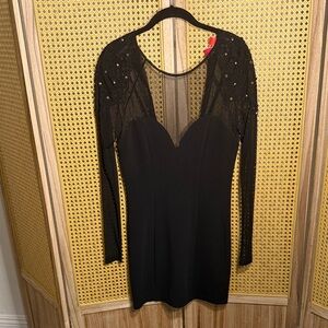 Forever 21 Black Long Sleeve Dress with Sheer Details